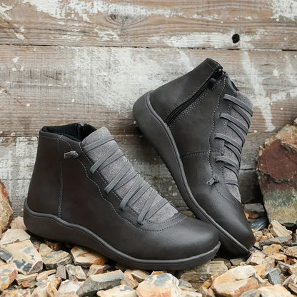 Women's Orthopedic Leather Shoes Zip Closure Comfortable Black