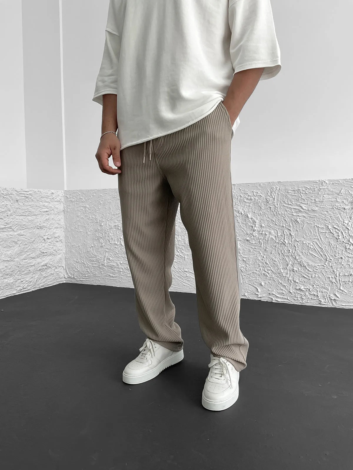Men's Wide Leg Lounge Pants Vertical Stripe - Fashinoza