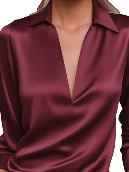 Women's Collared V-Neck Blouse