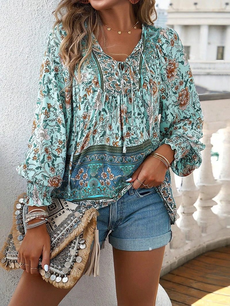 Hailey | Women Summer Floral V Neck Blouse
