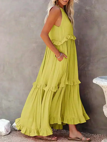 Elegant Women's Sleeveless Ruffle Dress
