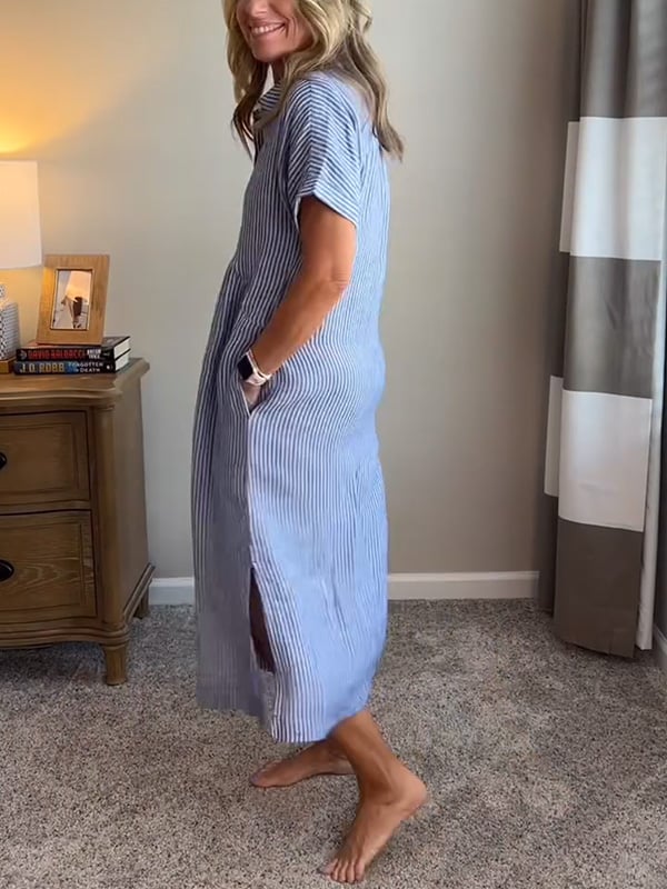 Women's Striped Button Front Dress