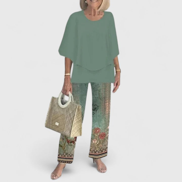 Women's Floral Print And Pants Set