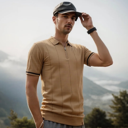 Men's Slim Fit Polo Shirt Zip Up