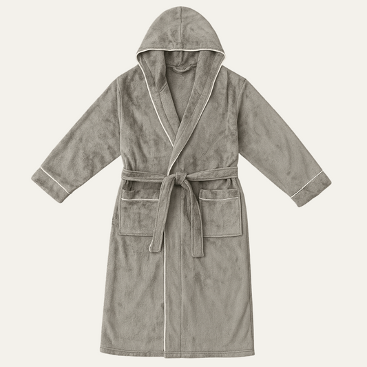 Men's Hooded Long Bathrobe With Belt - Fashinoza