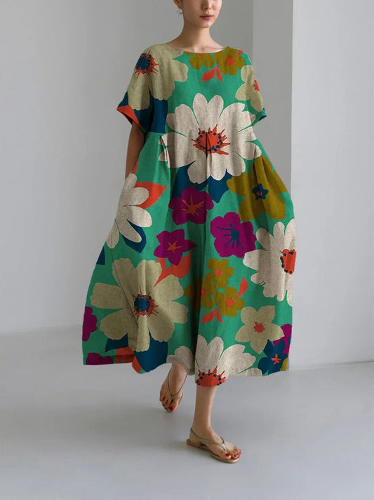 Vittoria Women's Floral Midi Dress Lightweight Comfortable - Fashinoza