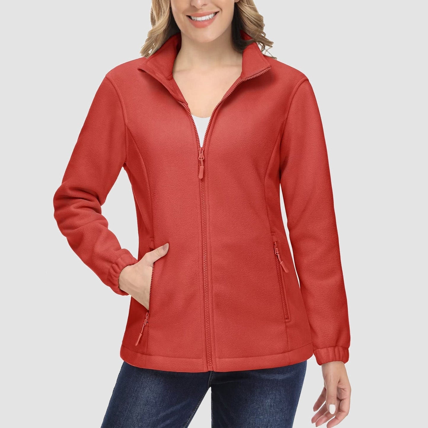 Women's Fleece Zip-Up Jacket Soft Warm Winter Coat