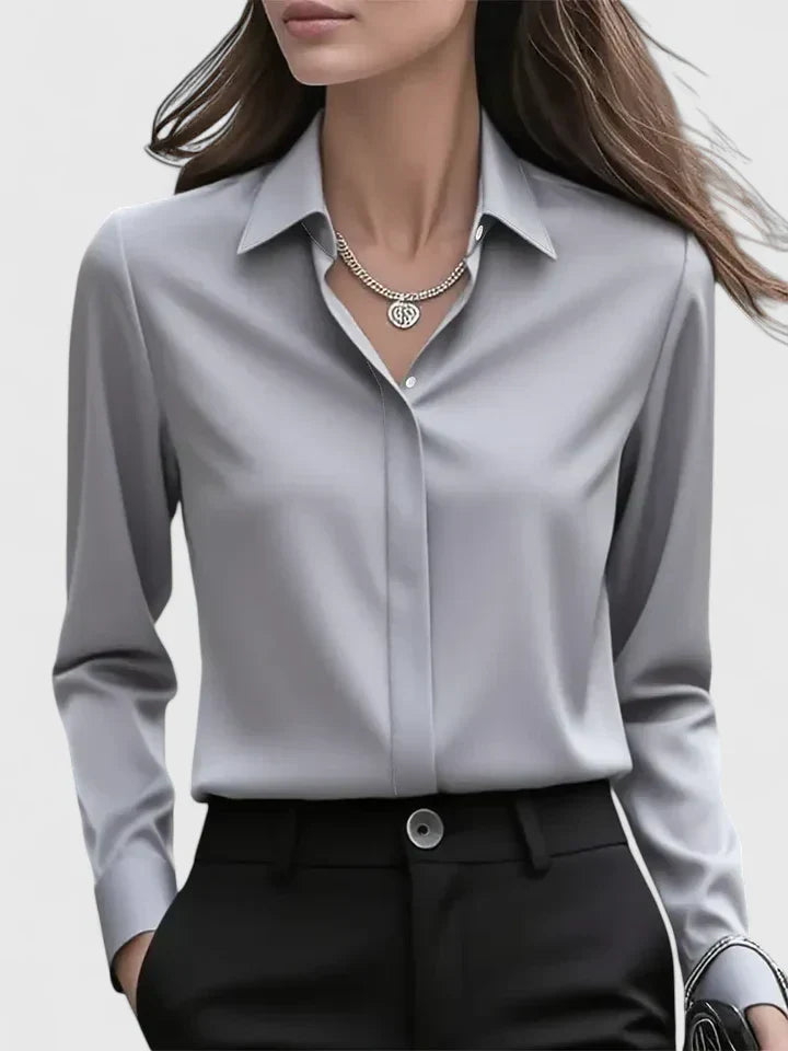 Reese Women's Button Down Shirt Cotton Concealed Placket White