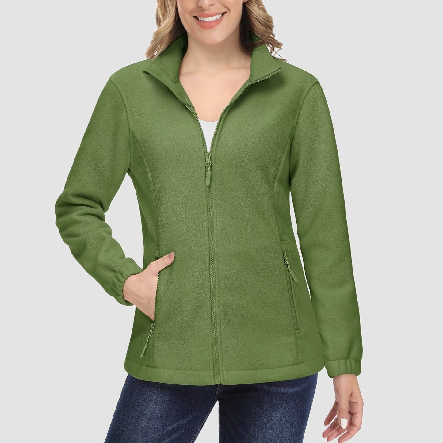 Women's Fleece Zip-Up Jacket Soft Warm Winter Coat
