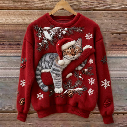 Women's Graphic Sweater 3D Kitten Design