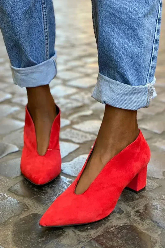 Women's Block Heel Pointed Toe Shoes - Fashinoza