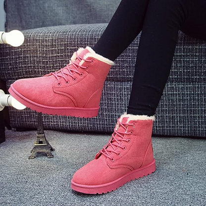 Women's Ankle Boots Lace-Up Cozy Warm Lining Non-Slip Sole Black
