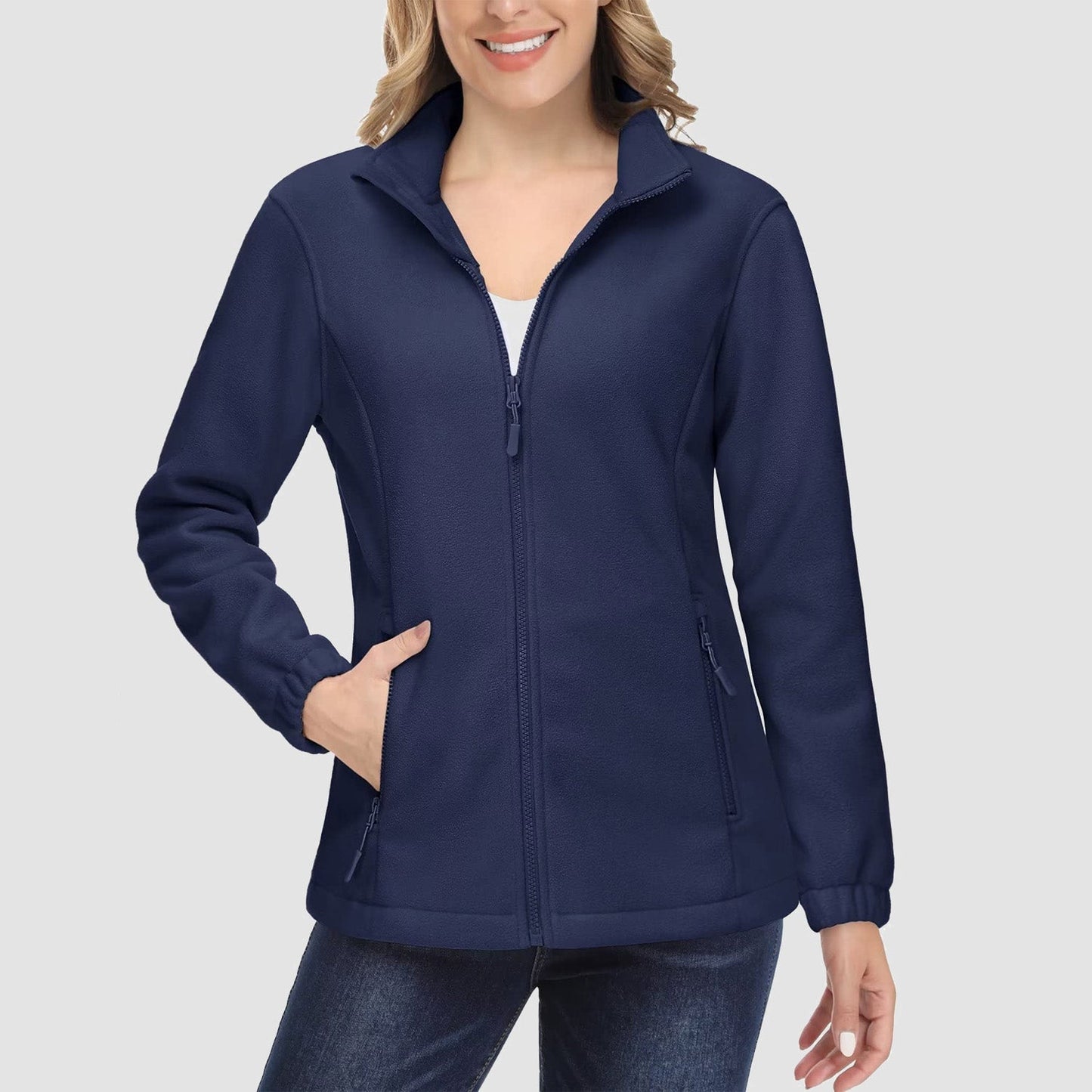 Women's Fleece Zip-Up Jacket Soft Warm Winter Coat