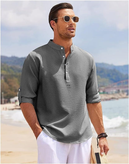 Men's Casual Cotton Shirt Relaxed Fit Lightweight - 
Fashinoza