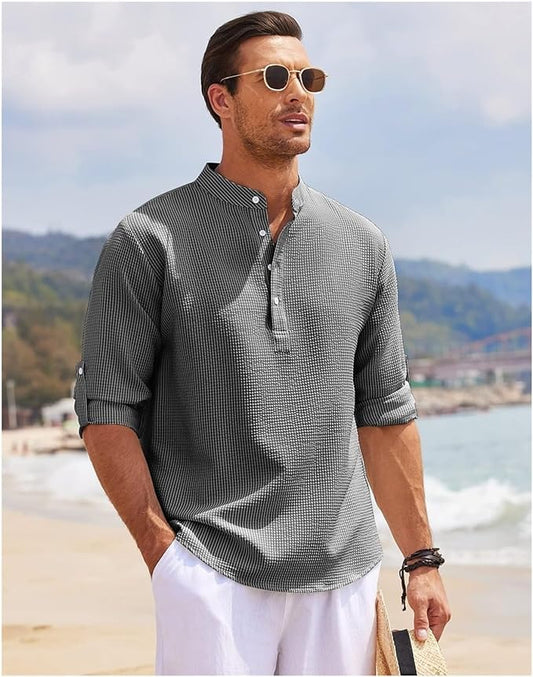 Men's Casual Cotton Shirt Relaxed Fit Lightweight - 
Fashinoza