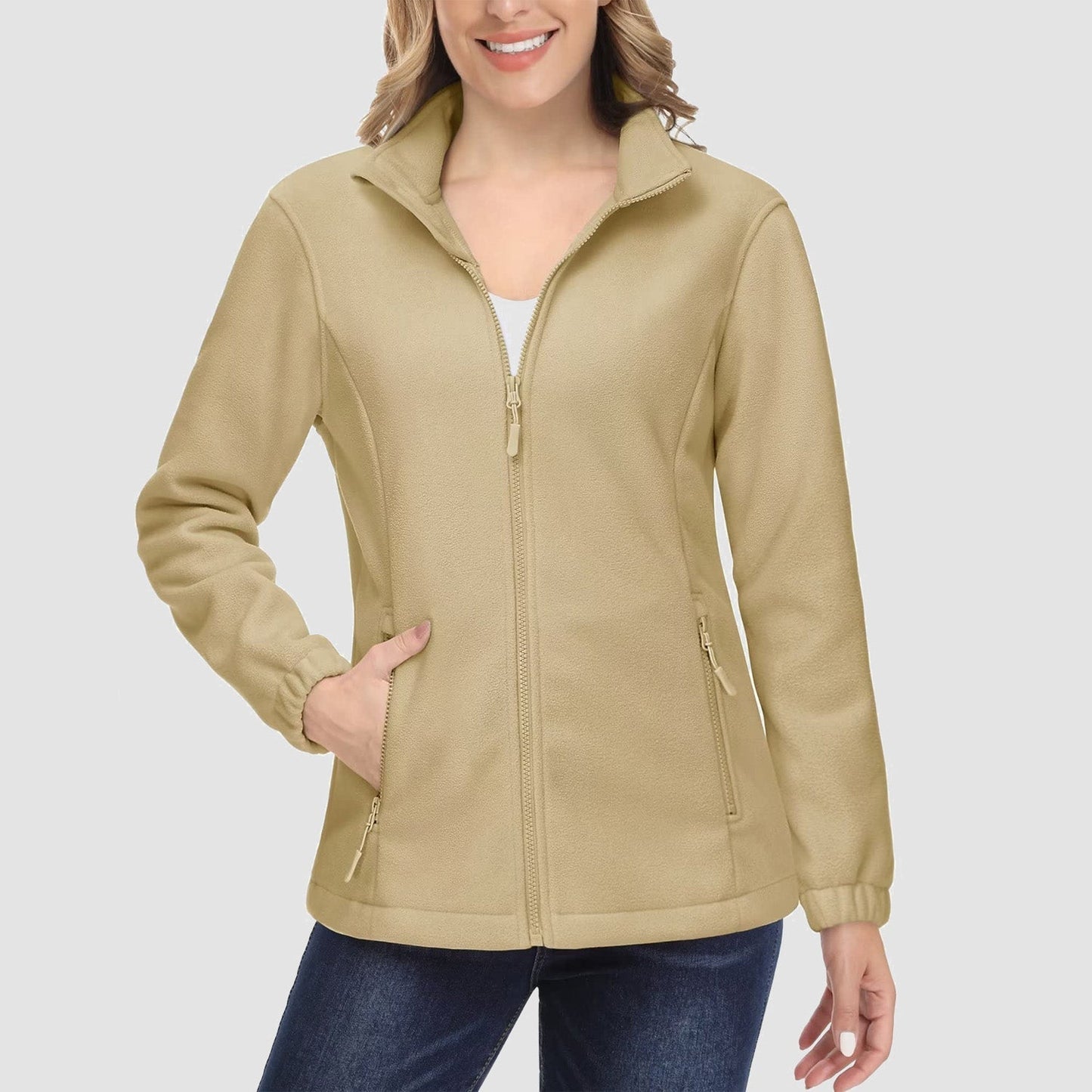 Women's Fleece Zip-Up Jacket Soft Warm Winter Coat