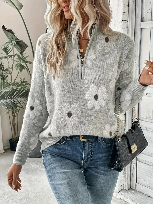 Women's Casual Zipper Sweater - 
Fashinoza
