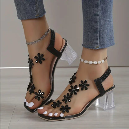 Women's Rhinestone Block Heel Sandals