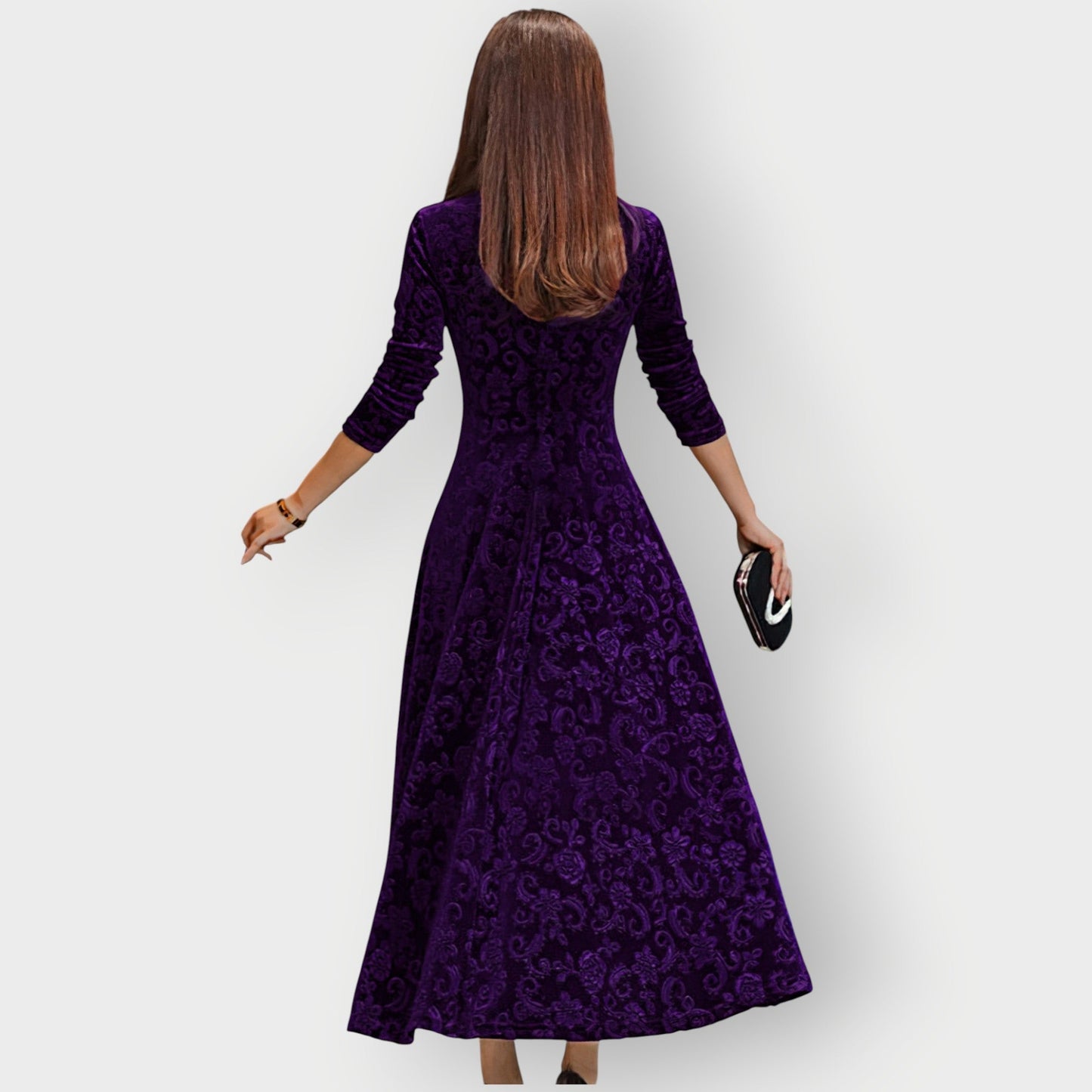 Women's Velvet Midi Dress Vintage Style