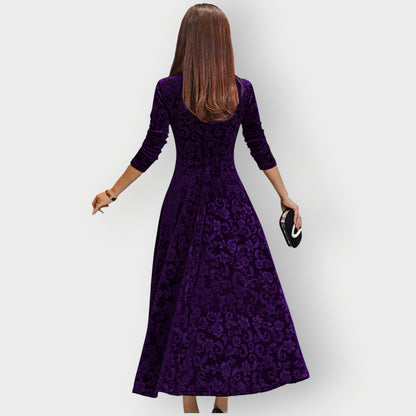 Women's Velvet Midi Dress Vintage Style