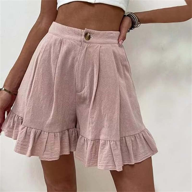 Women's High Waist Ruffle Shorts - Fashinoza