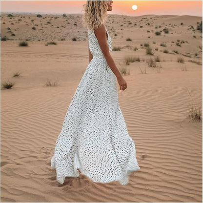 Waverly Women's Boho Maxi Dress Polka Dot Flowy