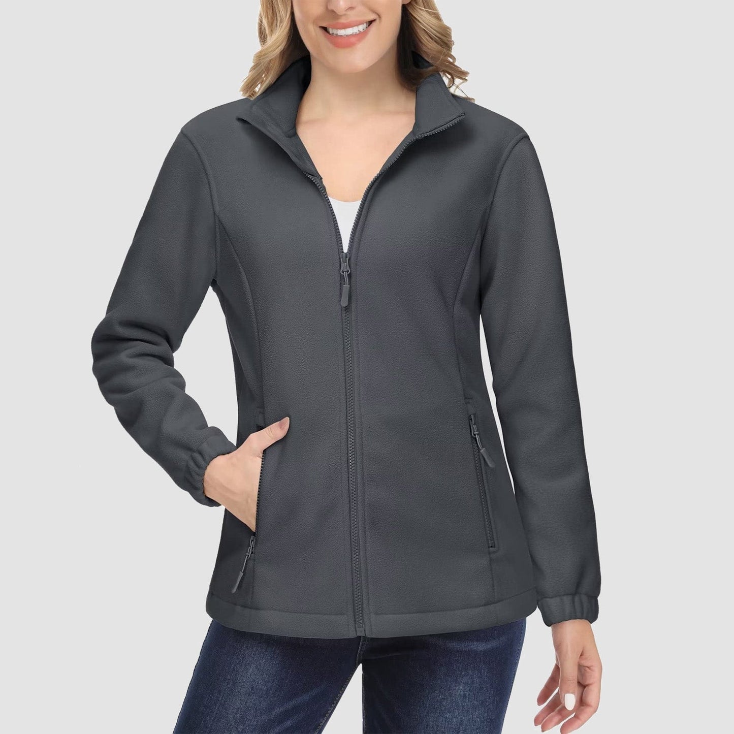 Women's Fleece Zip-Up Jacket Soft Warm Winter Coat