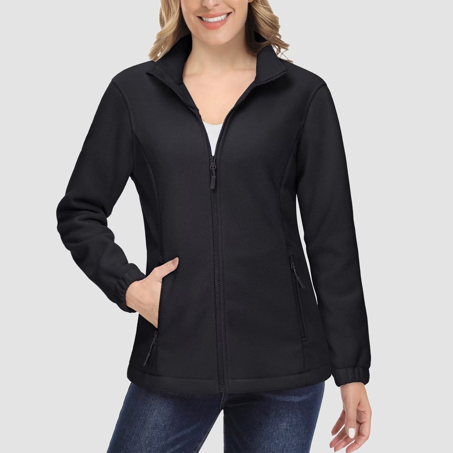 Women's Fleece Zip-Up Jacket Soft Warm Winter Coat
