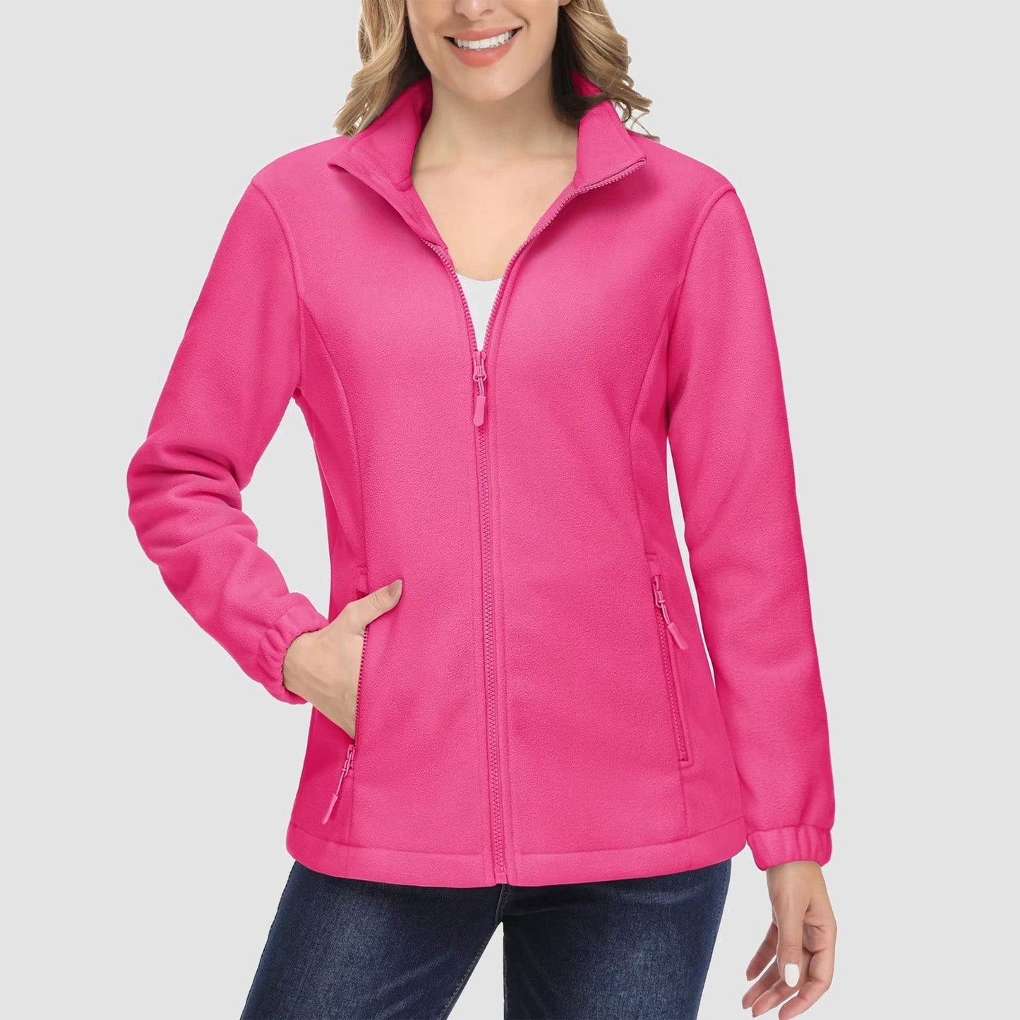 Women's Fleece Zip-Up Jacket Soft Warm Winter Coat
