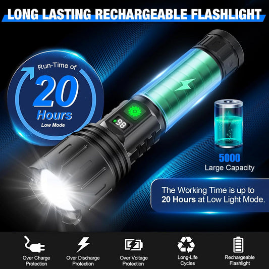 High Power LED Flashlight 100,000 Lumen Torch - Fashinoza