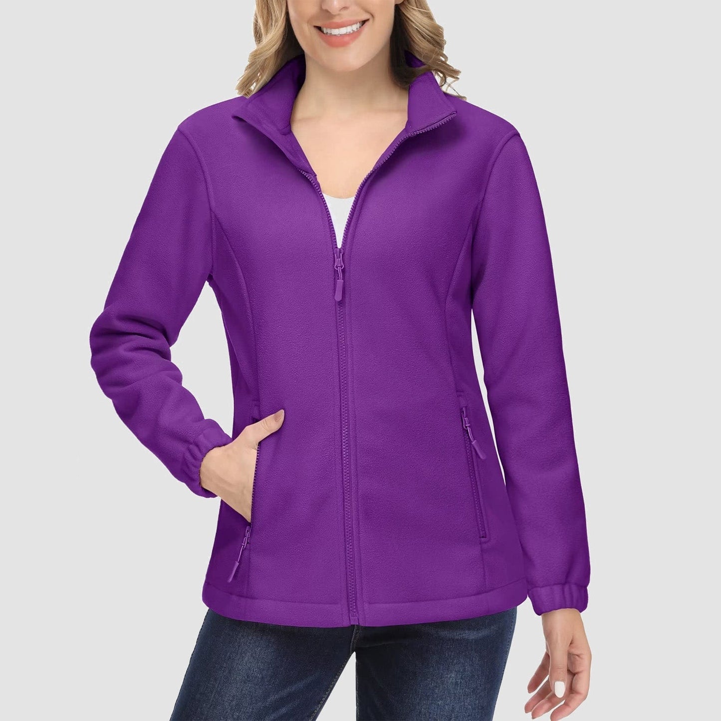 Women's Fleece Zip-Up Jacket Soft Warm Winter Coat