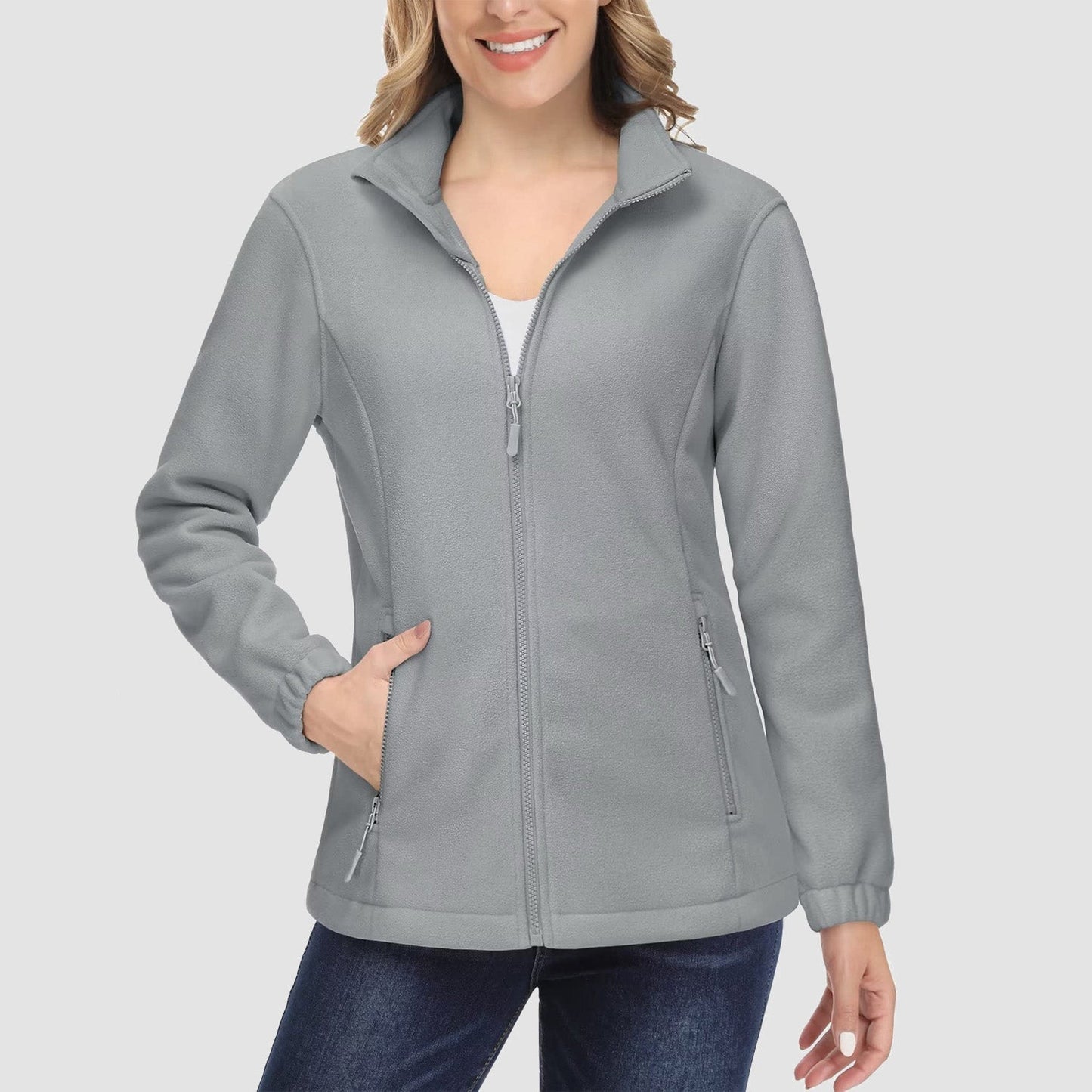 Women's Fleece Zip-Up Jacket Soft Warm Winter Coat