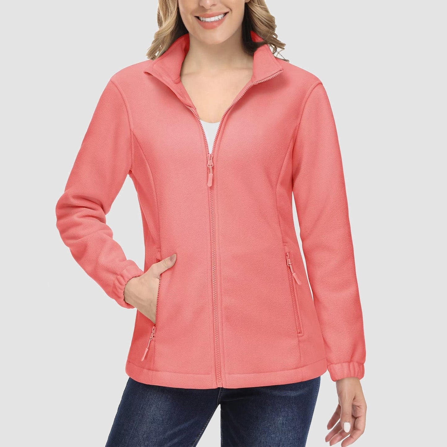 Women's Fleece Zip-Up Jacket Soft Warm Winter Coat