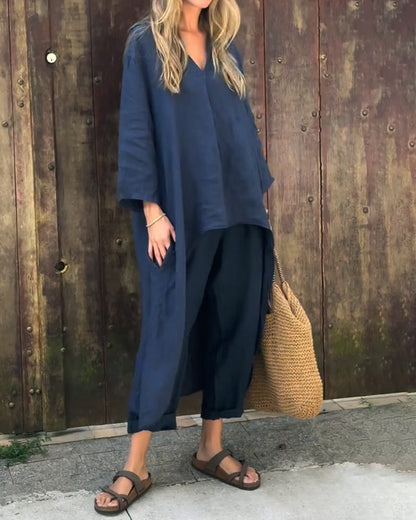 Women's Loose Fit Wide Leg Two Piece Set
