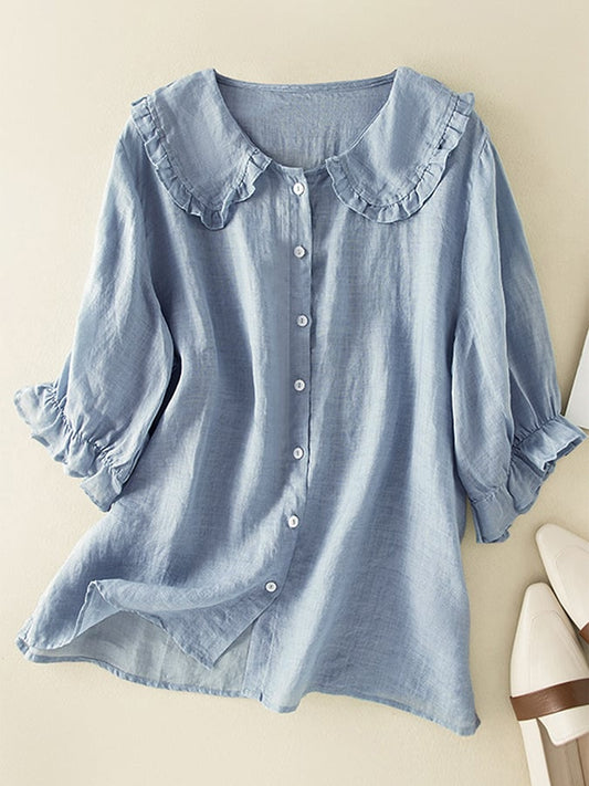 Gabriella | Women Spring Ruffled Collar Button Blouse Top