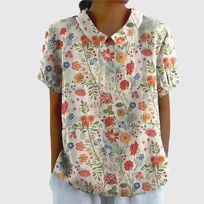 Stella | Womens Floral Collar Short Sleeve Blouse