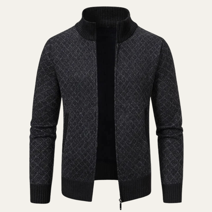 Men's Plaid Knitted Cardigan Zip Up Winter - Fashinoza