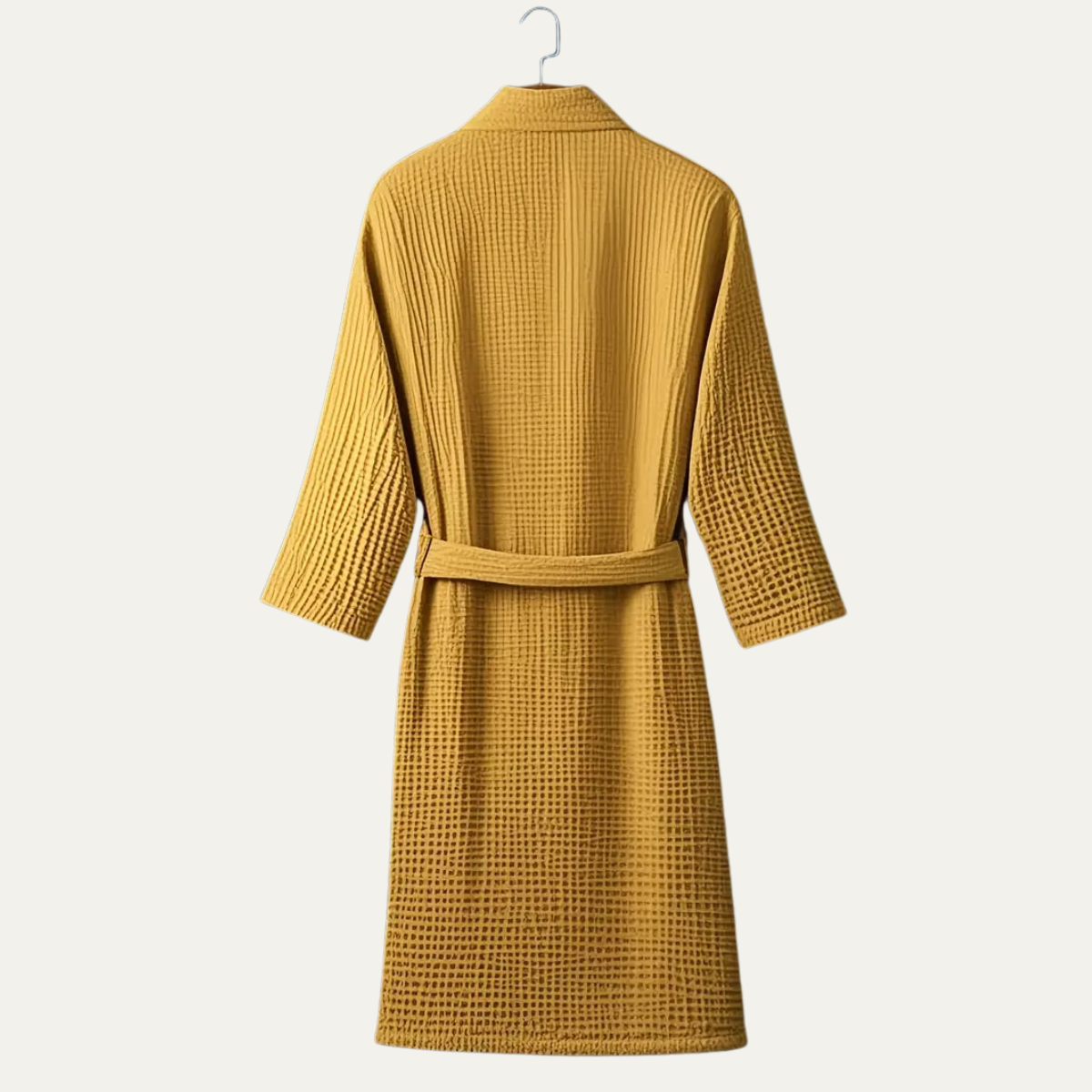 Men's Cotton Waffle Bathrobe Lightweight Navy Blue