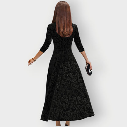 Women's Velvet Midi Dress Vintage Style