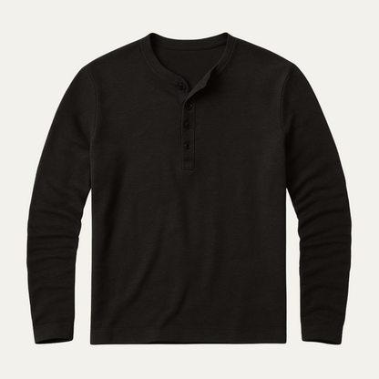 Men's Cotton Long Sleeve Henley Shirt Modern