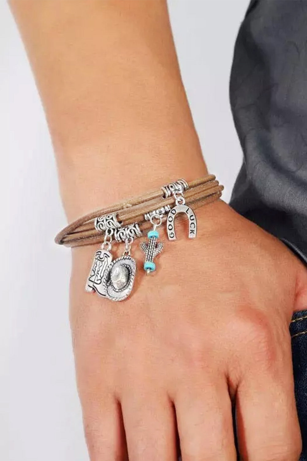 Good Luck Cactus Layered Bracelet
