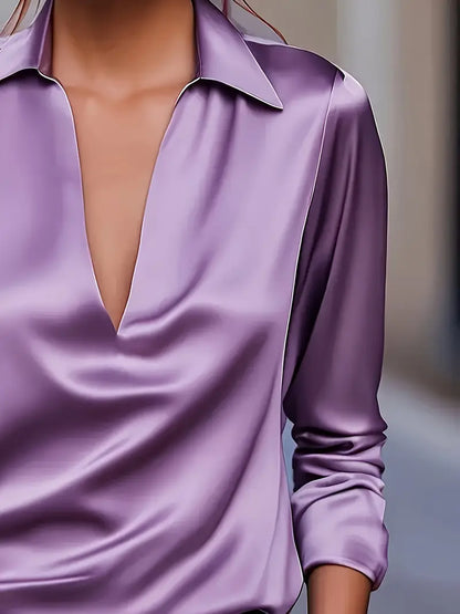Women's Collared V-Neck Blouse
