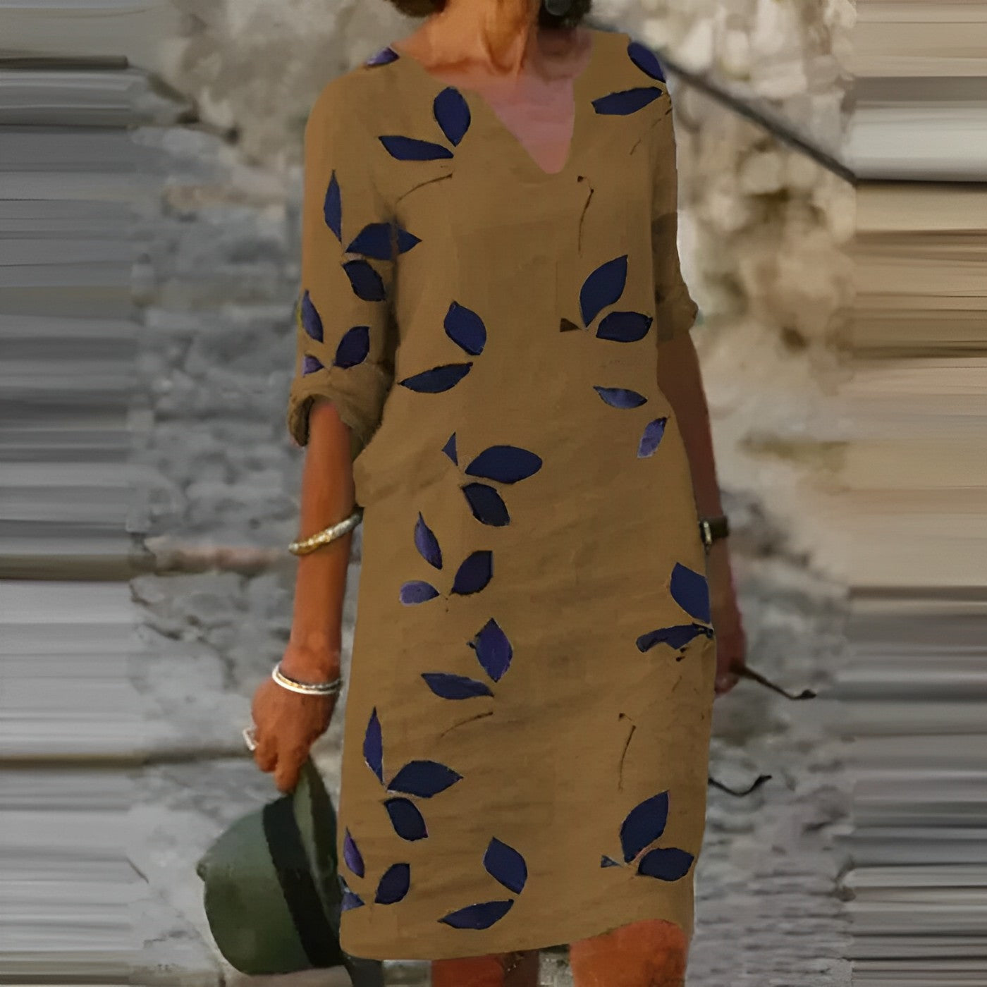 Women's Leaf Print Summer Dress - Fashinoza
