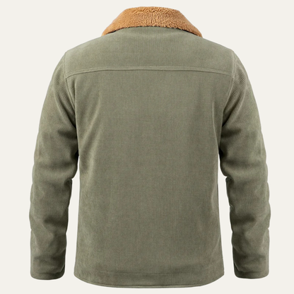 Men's Corduroy Sherpa Jacket Button Up Brown