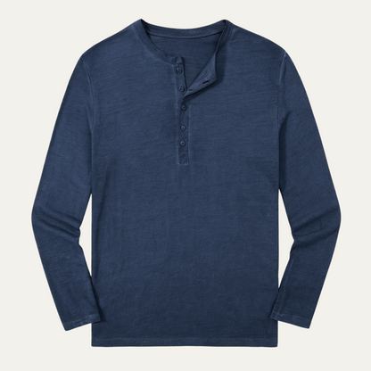 Men's Cotton Long Sleeve Henley Shirt Modern - Fashinoza