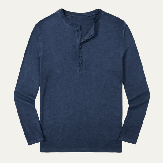 Men's Cotton Long Sleeve Henley Shirt Modern - Fashinoza