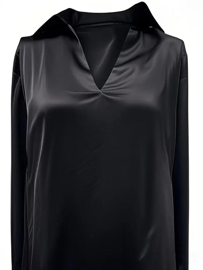 Women's Collared V-Neck Blouse