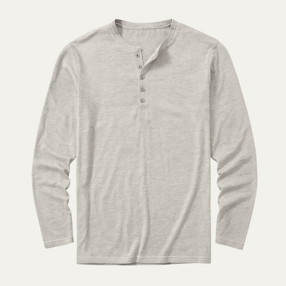 Men's Cotton Long Sleeve Henley Shirt Modern