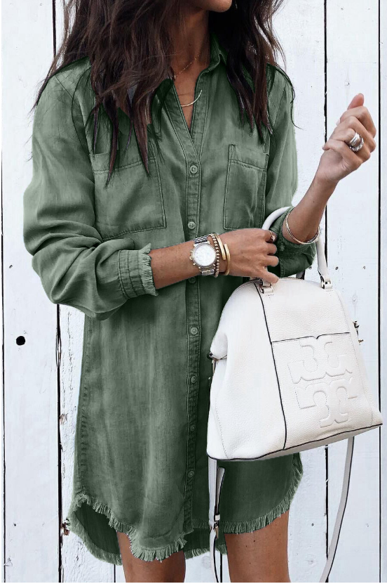 Women's Long Sleeve Casual Shirt Dress