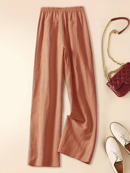 Women's Drawstring Wide Leg Trousers